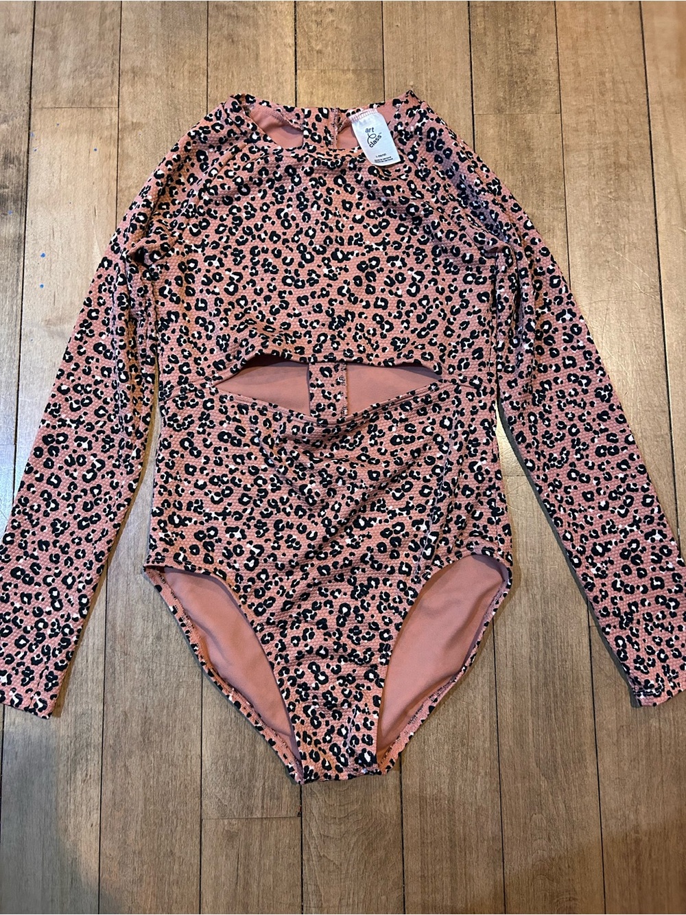 art class Peach and Black Leopard Print Top